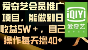 爱奇艺会员推广项目，能做到日收益1W＋，自己操作每天撸40+-爱省资源网
