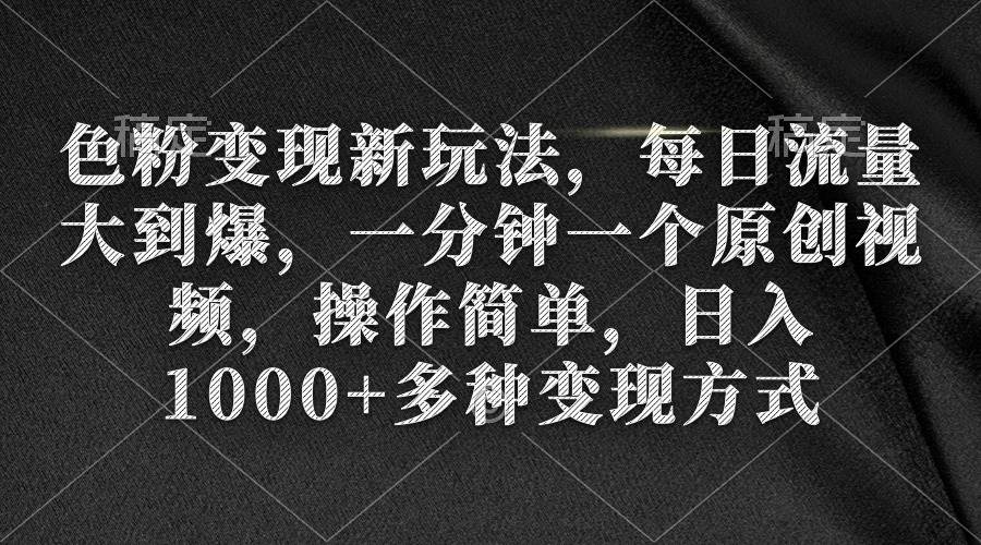色粉变现新玩法，每日流量大到爆，一分钟一个原创视频，操作简单，日入1000+-爱省资源网