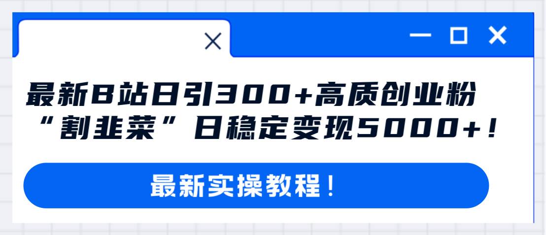 最新B站日引300+高质创业粉教程！“割韭菜”日稳定变现5000+！-爱省资源网