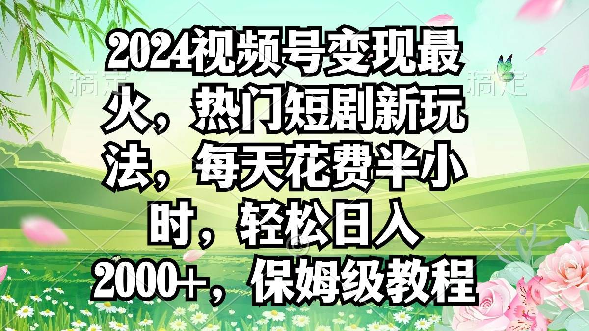 2024视频号变现最火，热门短剧新玩法，每天花费半小时，轻松日入2000+，…-爱省资源网