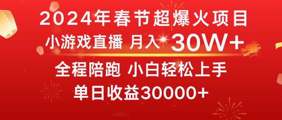 龙年2024过年期间，最爆火的项目 抓住机会 普通小白如何逆袭一个月收益30W+-爱省资源网