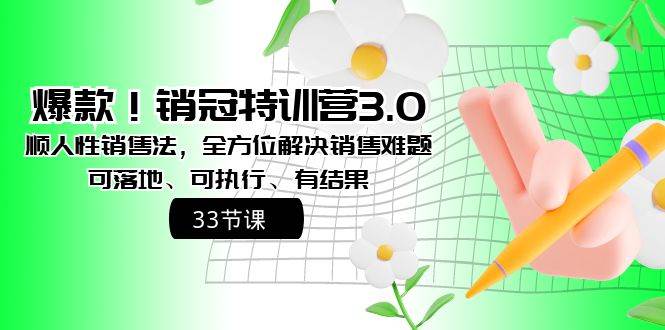 爆款！销冠特训营3.0之顺人性销售法，全方位解决销售难题、可落地、可执行、有结果-爱省资源网