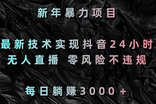 新年暴力项目，最新技术实现抖音24小时无人直播 零风险不违规 每日躺赚3000-爱省资源网