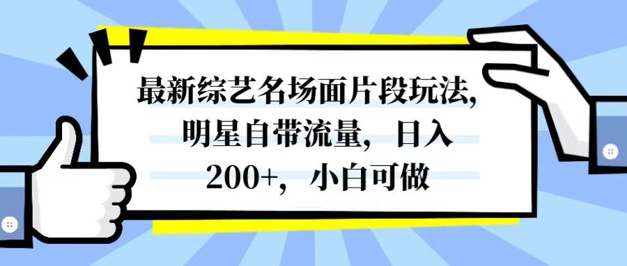 最新综艺名场面片段玩法，明星自带流量，日入200+，小白可做-爱省资源网