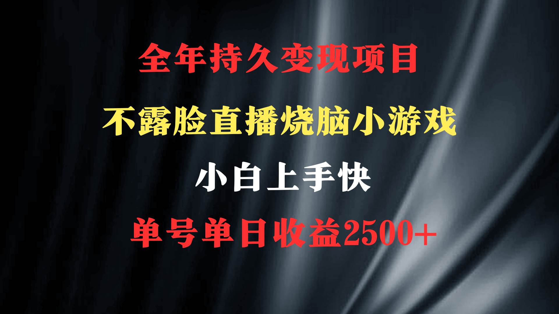 2024年 最优项目，烧脑小游戏不露脸直播  小白上手快 无门槛 一天收益2500+-爱省资源网