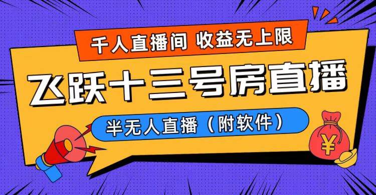 爆火飞跃十三号房半无人直播，一场直播上千人，日入过万！（附软件）-爱省资源网