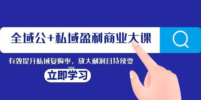 全域公+私域盈利商业大课，有效提升私域复购率，放大利润且持续变现-爱省资源网