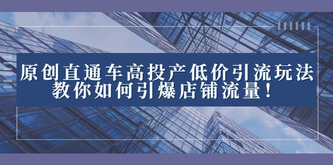 2023直通车高投产低价引流玩法，教你如何引爆店铺流量！-爱省资源网