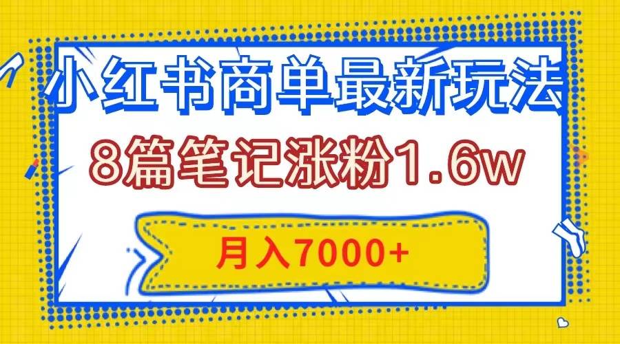 小红书商单最新玩法，8篇笔记涨粉1.6w，几分钟一个笔记，月入7000+-爱省资源网