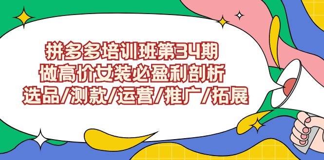 拼多多培训班第34期：做高价女装必盈利剖析  选品/测款/运营/推广/拓展-爱省资源网