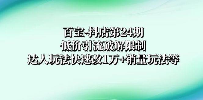 百宝-抖店第24期：低价引流破解限制，达人玩法快速改1万+销量玩法等-爱省资源网