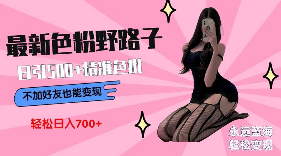 最新色粉变现野路子，日引500+老色批 可不加好友直接变现 小白轻松日入700+-爱省资源网
