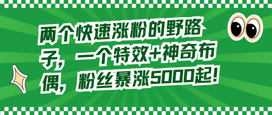 两个快速涨粉的野路子，一个特效+神奇布偶，粉丝暴涨5000起！-爱省资源网
