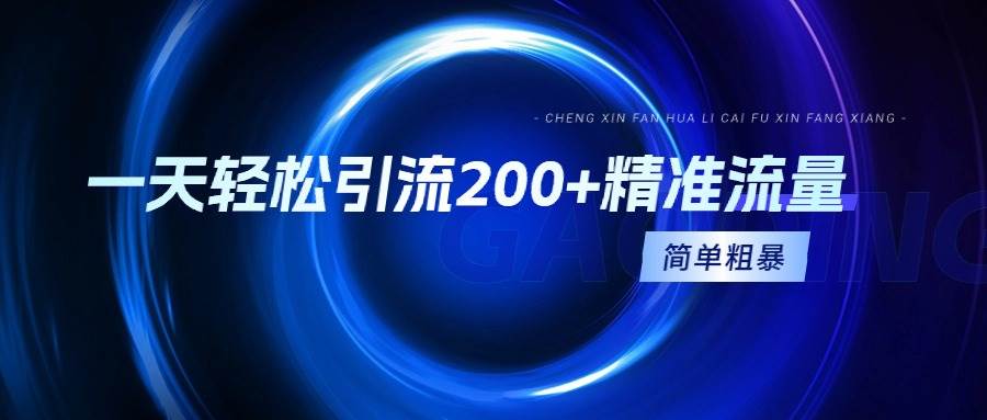 一天轻松引流200+精准流量，简单粗暴，一看就会-爱省资源网