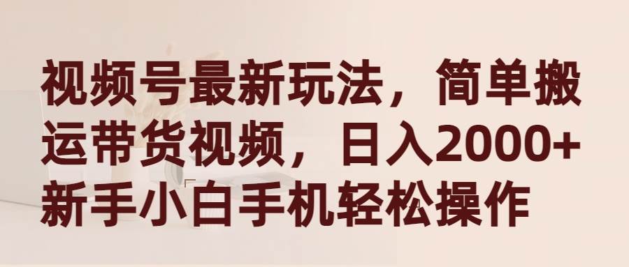 视频号最新玩法，简单搬运带货视频，日入2000+，新手小白手机轻松操作-爱省资源网