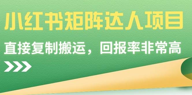 小红书矩阵达人项目，直接复制搬运，回报率非常高-爱省资源网