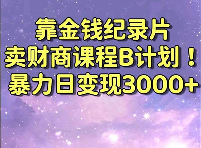 靠金钱纪录片卖财商课程B计划！暴力日变现3000+，喂饭式干货教程！-爱省资源网