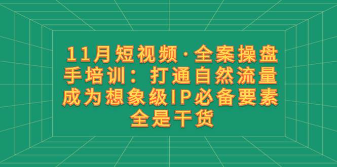 11月短视频·全案操盘手培训：打通自然流量 成为想象级IP必备要素 全是干货-爱省资源网