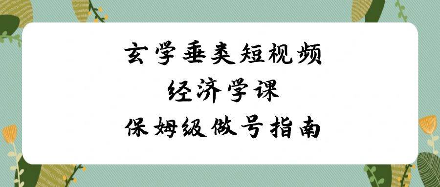 玄学 垂类短视频经济学课，保姆级做号指南（8节课）-爱省资源网
