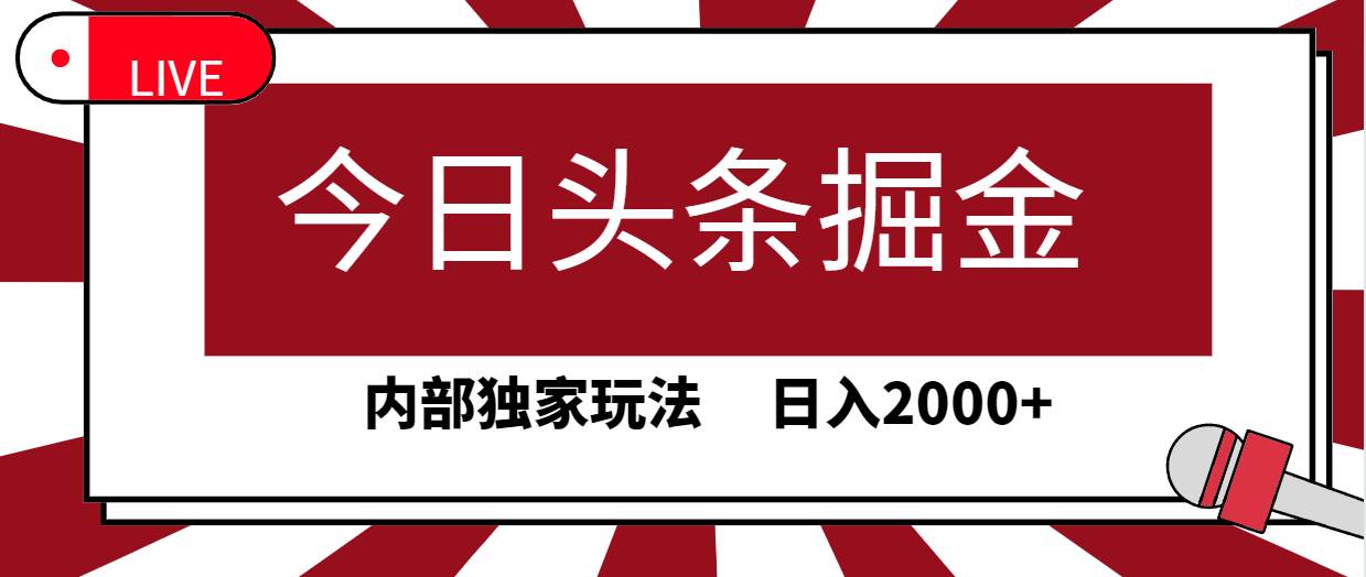 今日头条掘金，30秒一篇文章，内部独家玩法，日入2000+-爱省资源网