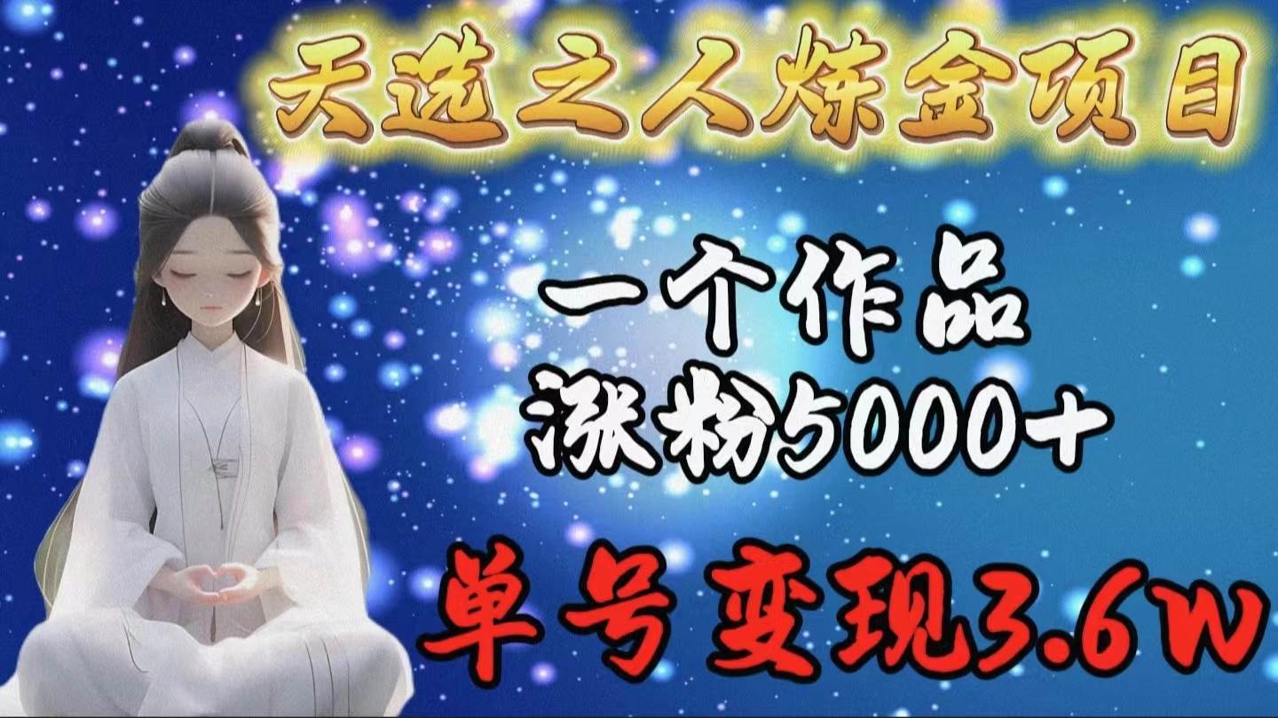 天选之人炼金项目，一个作品涨粉5000+，单号变现3.6w-爱省资源网