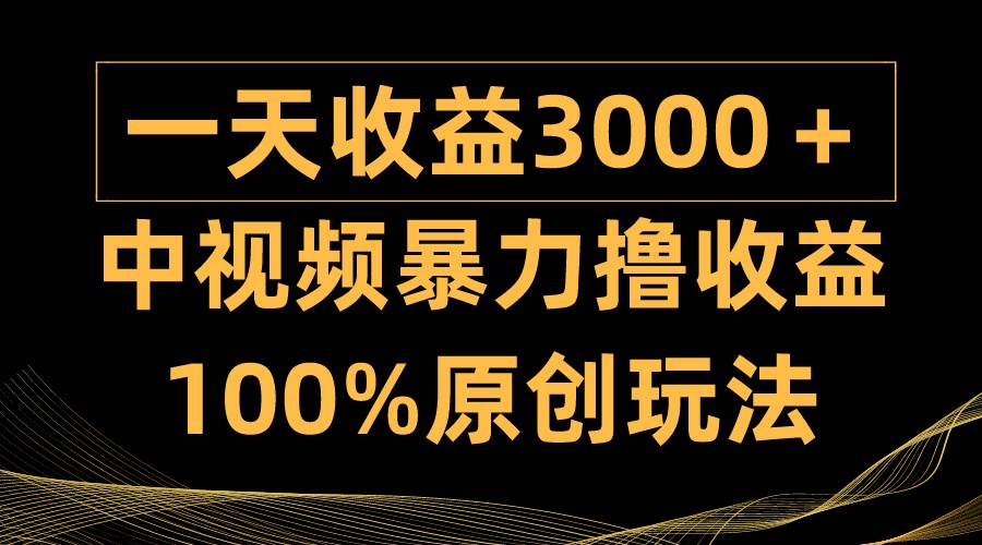 中视频暴力撸收益，日入3000＋，100%原创玩法，小白轻松上手多种变现方式-爱省资源网