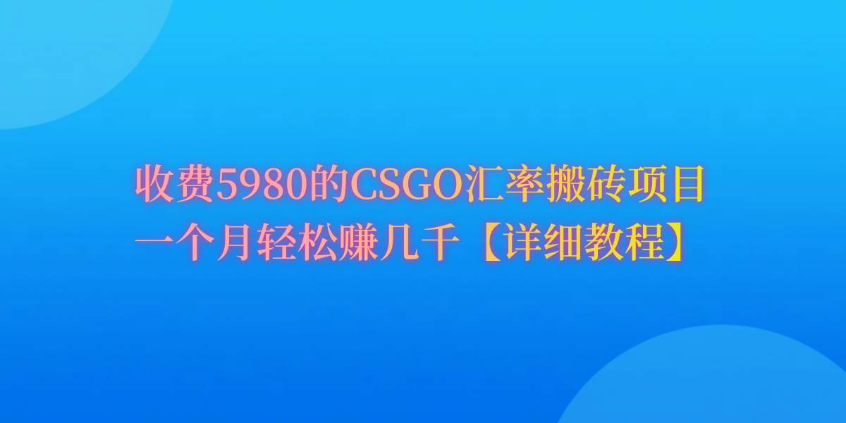 CSGO装备搬砖，月综合收益率高达60%，你也可以！-爱省资源网