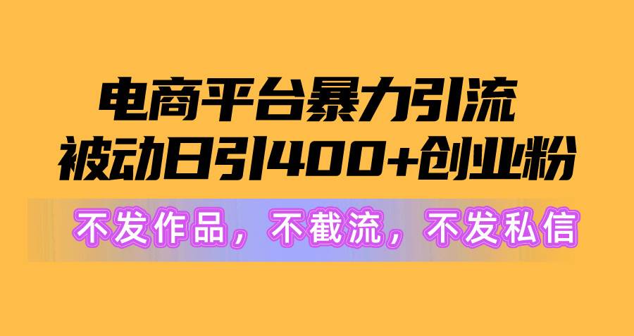 电商平台暴力引流,被动日引400+创业粉不发作品，不截流，不发私信-爱省资源网