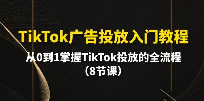 TikTok广告投放入门教程，从0到1掌握TikTok投放的全流程（8节课）-爱省资源网