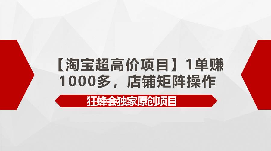 【淘宝超高价项目】1单赚1000多，店铺矩阵操作-爱省资源网