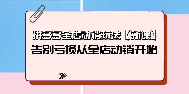 拼多多全店动销玩法【新课】，告别亏损从全店动销开始（4节视频课）-爱省资源网