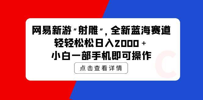 网易新游 射雕 全新蓝海赛道，轻松日入2000＋小白一部手机即可操作-爱省资源网