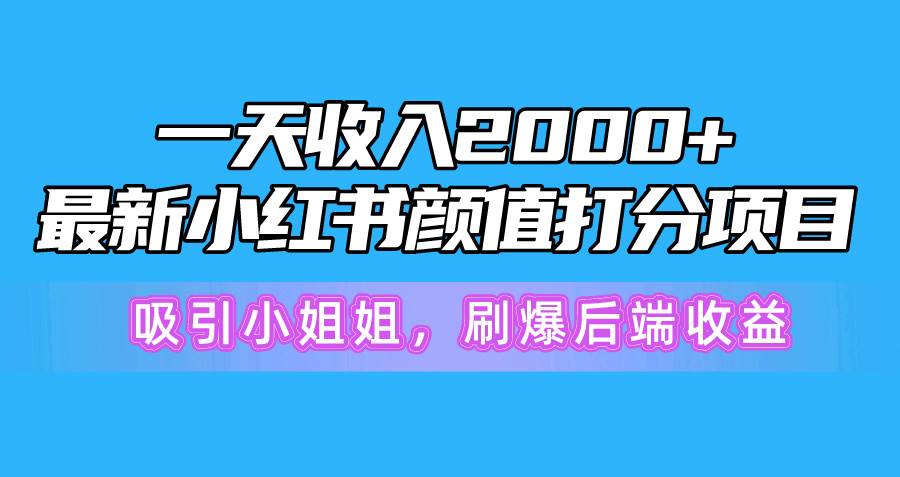 一天收入2000+，最新小红书颜值打分项目，吸引小姐姐，刷爆后端收益-爱省资源网