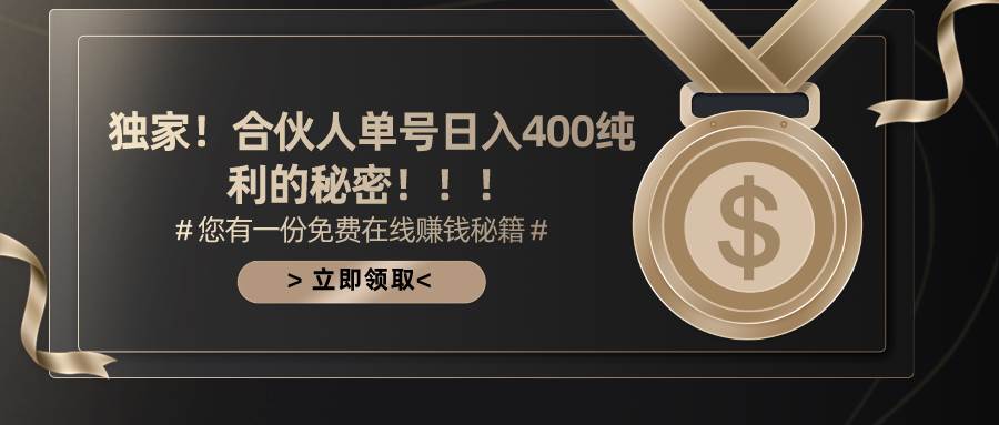 合伙人广告撸金最新玩法，每天单号400纯利-爱省资源网