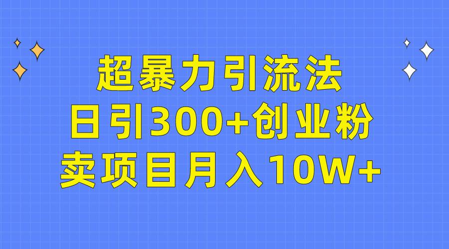 超暴力引流法，日引300+创业粉，卖项目月入10W+-爱省资源网