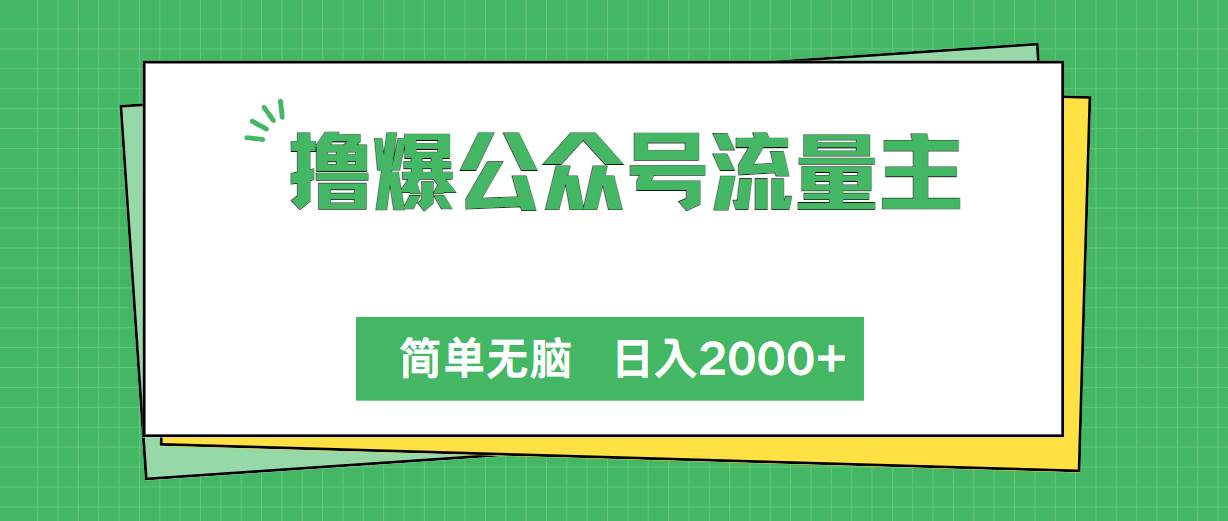 撸爆公众号流量主，简单无脑，单日变现2000+-爱省资源网