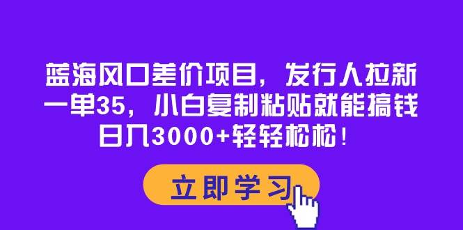 蓝海风口差价项目，发行人拉新，一单35，小白复制粘贴就能搞钱！日入3000+轻轻松松-爱省资源网