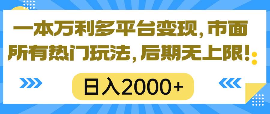一本万利多平台变现，市面所有热门玩法，日入2000+，后期无上限！-爱省资源网