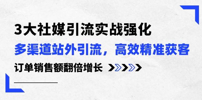 3大社媒引流实操强化，多渠道站外引流/高效精准获客/订单销售额翻倍增长-爱省资源网