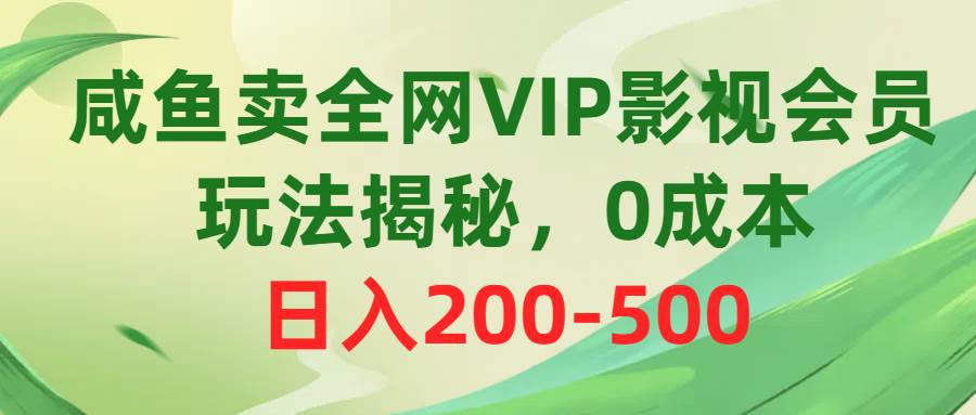 咸鱼卖全网VIP影视会员，玩法揭秘，0成本日入200-500-爱省资源网