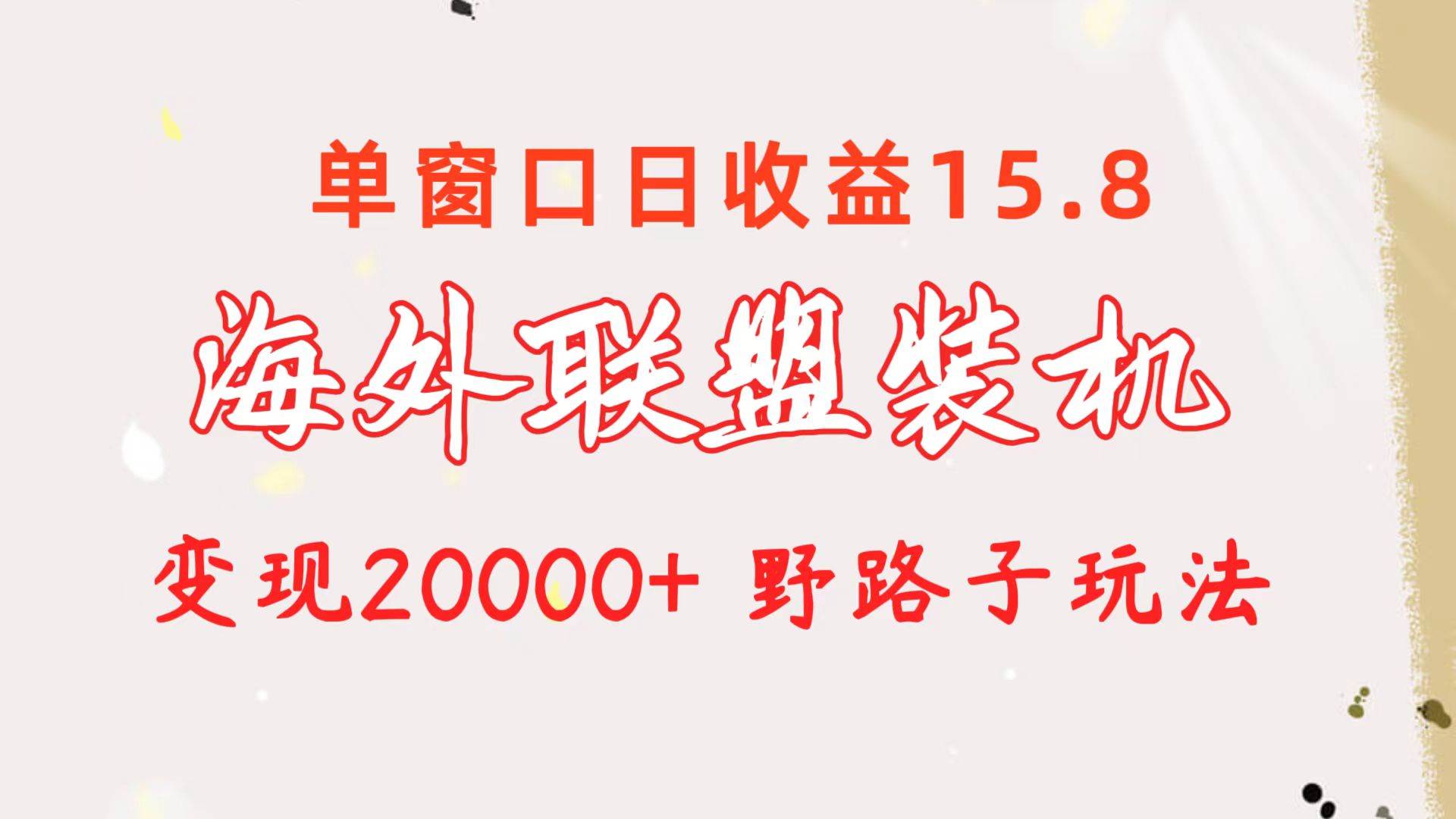 海外联盟装机 单窗口日收益15.8  变现20000+ 野路子玩法-爱省资源网