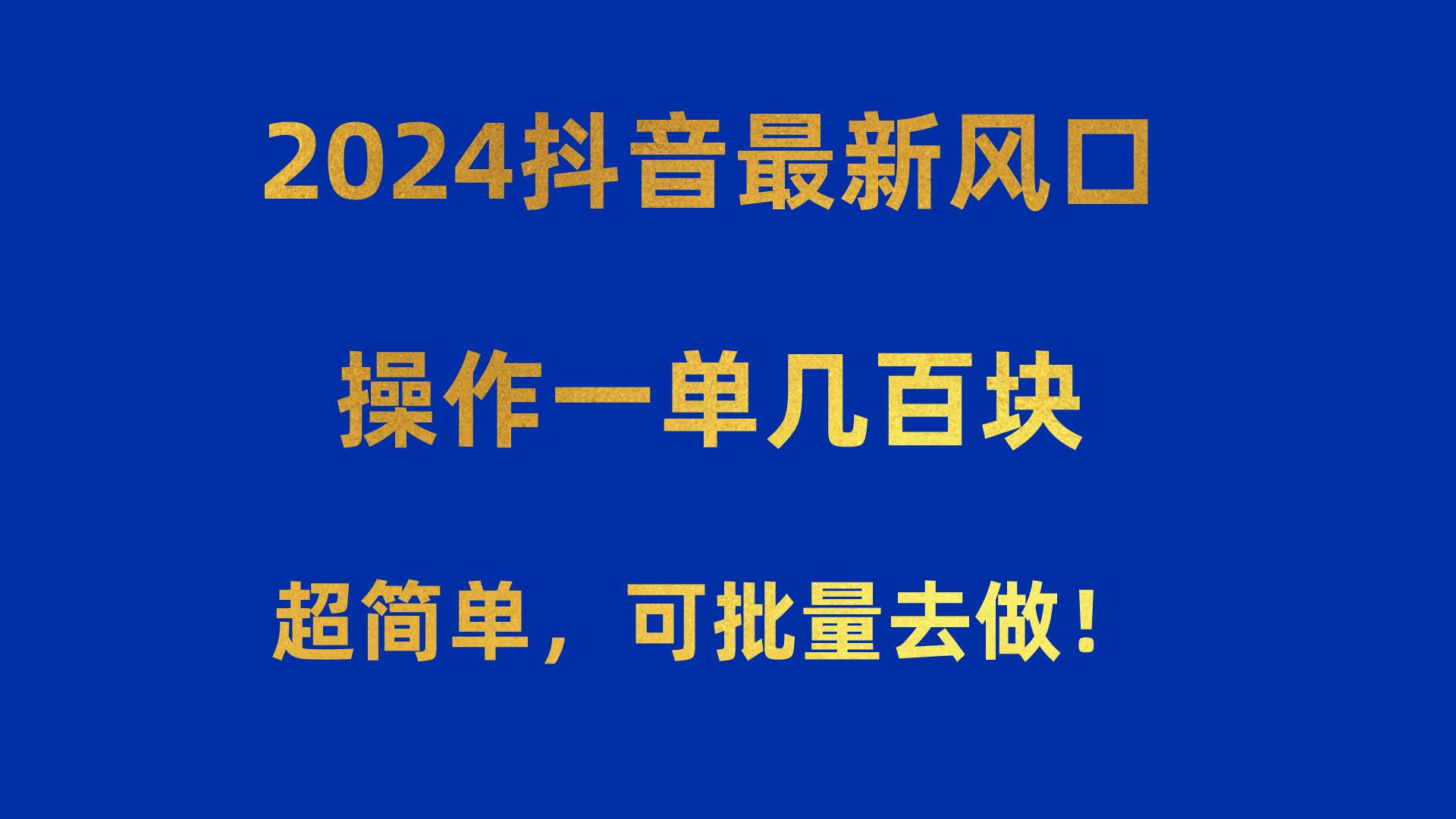 2024抖音最新风口！操作一单几百块！超简单，可批量去做！！！-爱省资源网