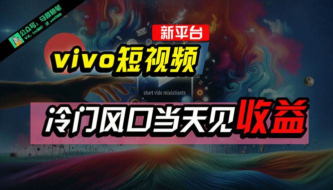 全新平台vivo短视频，新风口AI混剪无脑搬运，冷门风口当天见收益，7天…-爱省资源网