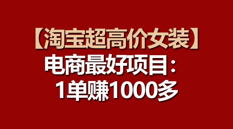 【淘宝超高价女装】电商最好项目：一单赚1000多-爱省资源网