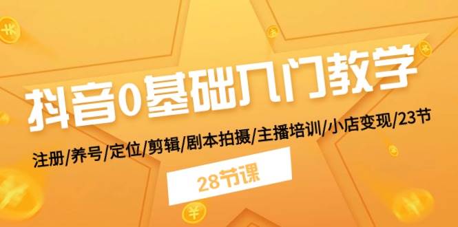 抖音0基础入门教学 注册/养号/定位/剪辑/剧本拍摄/主播培训/小店变现/28节-爱省资源网