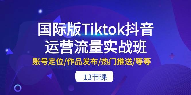 国际版Tiktok抖音运营流量实战班：账号定位/作品发布/热门推送/等等-13节-爱省资源网