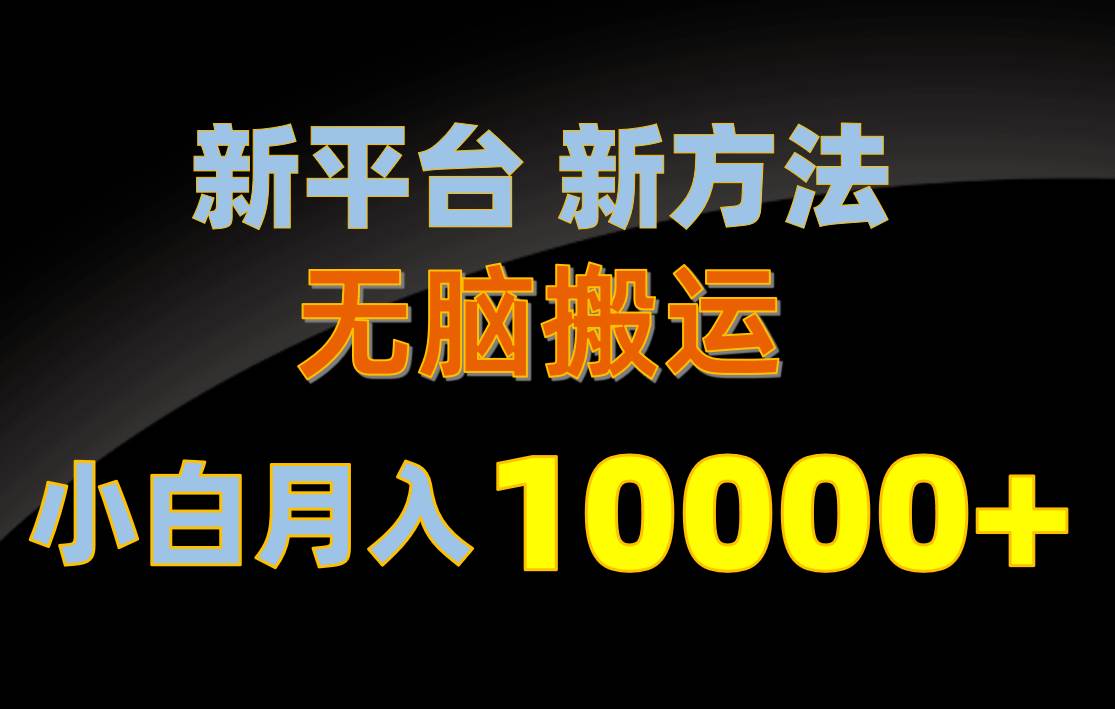 新平台新方法，无脑搬运，月赚10000+，小白轻松上手不动脑-爱省资源网