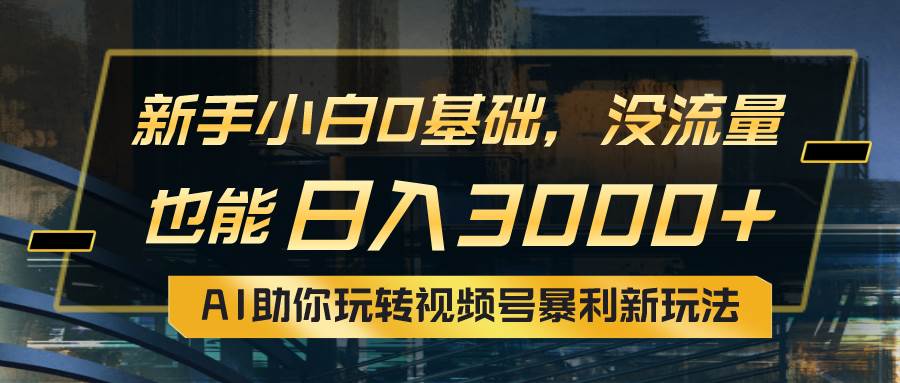 小白0基础，没流量也能日入3000+：AI助你玩转视频号暴利新玩法-爱省资源网
