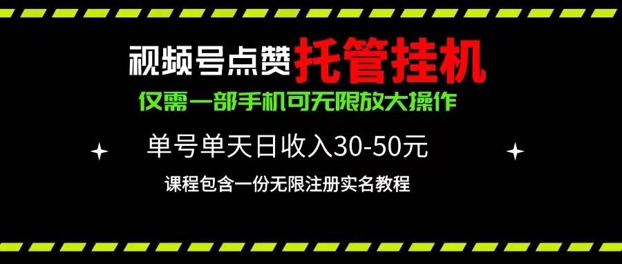 视频号点赞托管挂机，单号单天利润30~50，一部手机无限放大（附带无限…-爱省资源网
