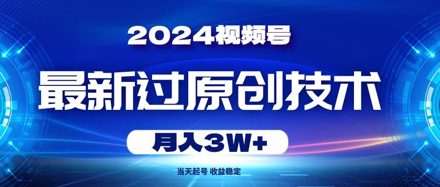 2024视频号最新过原创技术，当天起号，收益稳定，月入3W+-爱省资源网